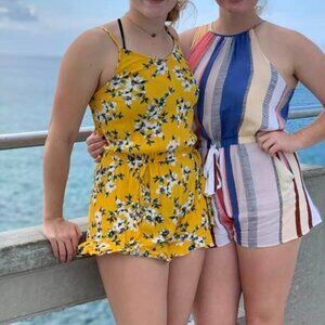Floral Yellow Romper - size medium